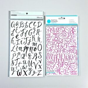 NWT MARTHA STEWART Crafts Alphabet Stickers 461 Black Glitter Pink Scrapbook